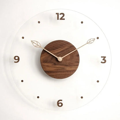 Walnut & Acrylic Silent Wall Clock – 30cm or 35cm – view 9