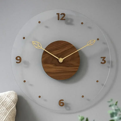 Walnut & Acrylic Silent Wall Clock – 30cm or 35cm – view 10