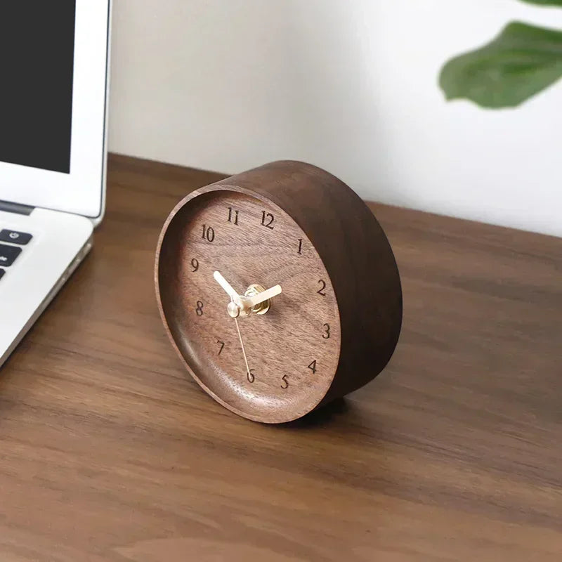 11cm Black Walnut Desk Clock with Alarm – view 3