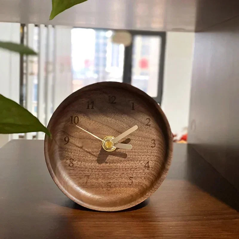11cm Black Walnut Desk Clock with Alarm – view 4