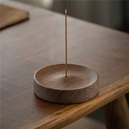 9cm Black Walnut Incense Holder with Ash Catcher