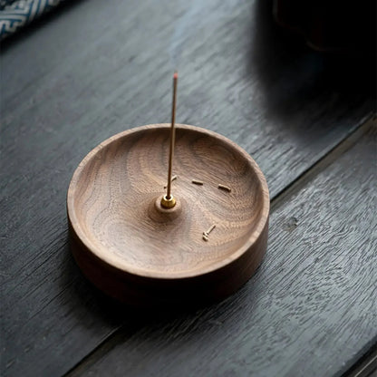 9cm Black Walnut Incense Holder with Ash Catcher – view 4