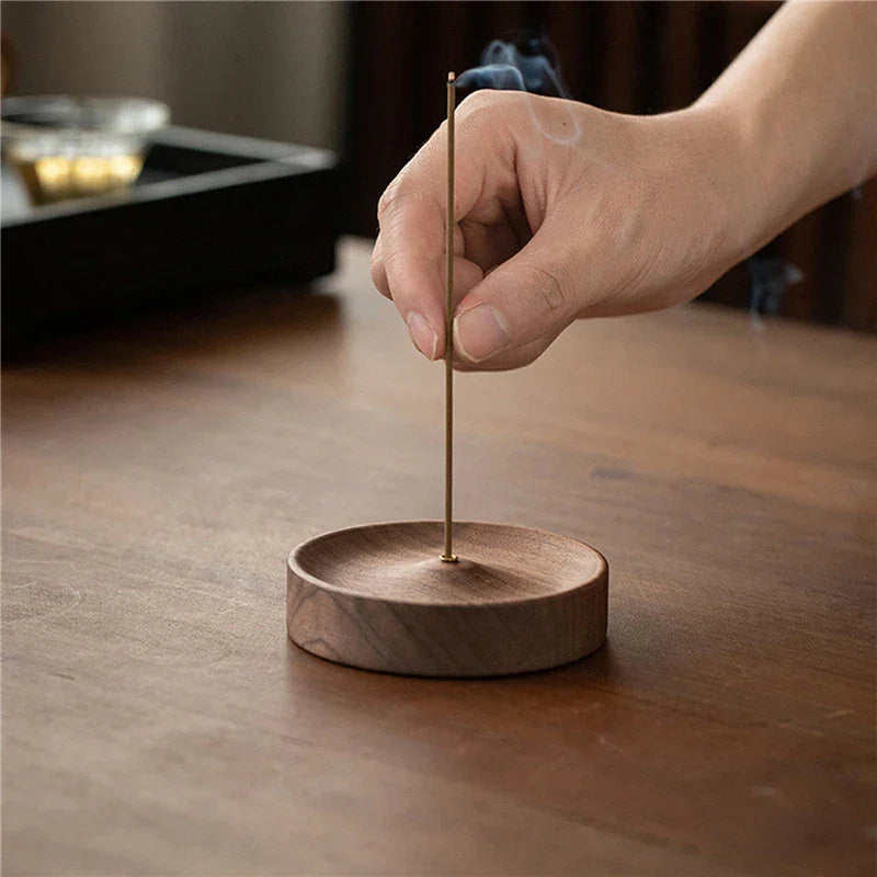 9cm Black Walnut Incense Holder with Ash Catcher – view 6