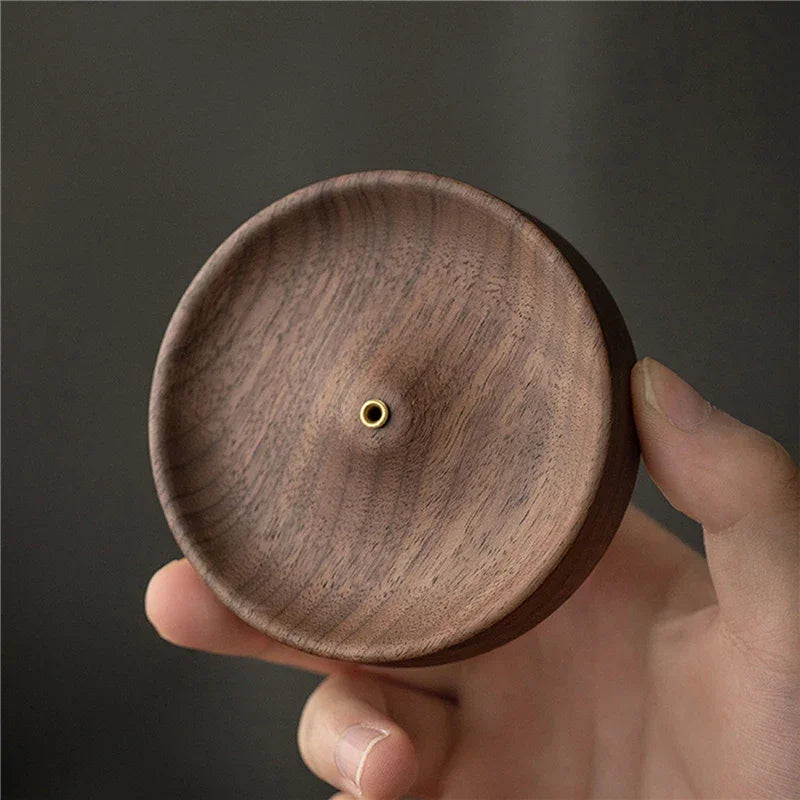 9cm Black Walnut Incense Holder with Ash Catcher – view 9