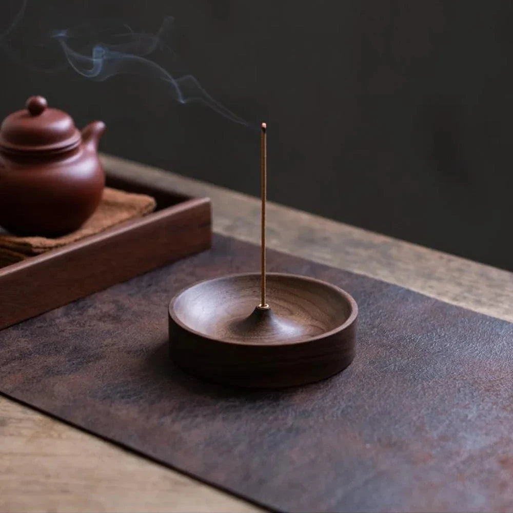 9cm Black Walnut Incense Holder with Ash Catcher – view 10