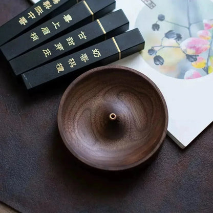9cm Black Walnut Incense Holder with Ash Catcher – view 11