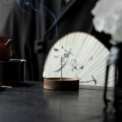 9cm Black Walnut Incense Holder with Ash Catcher – view 13