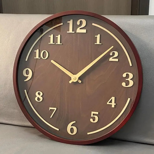 30cm Solid Walnut Silent Quartz Wall Clock
