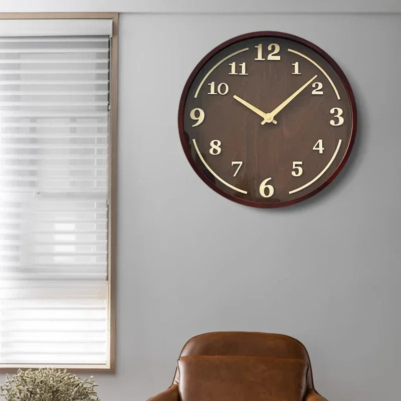30cm Solid Walnut Silent Quartz Wall Clock – view 3