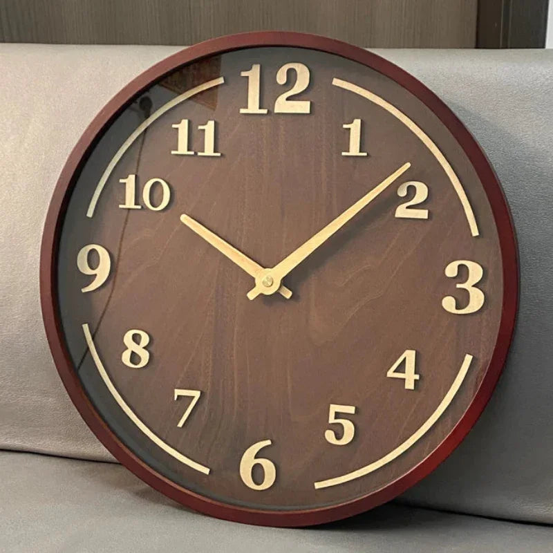 30cm Solid Walnut Silent Quartz Wall Clock – view 9