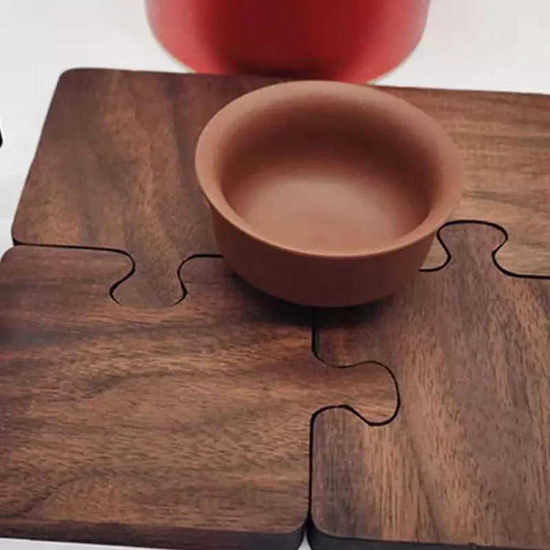 Walnut wood trivet and coaster set – view 10