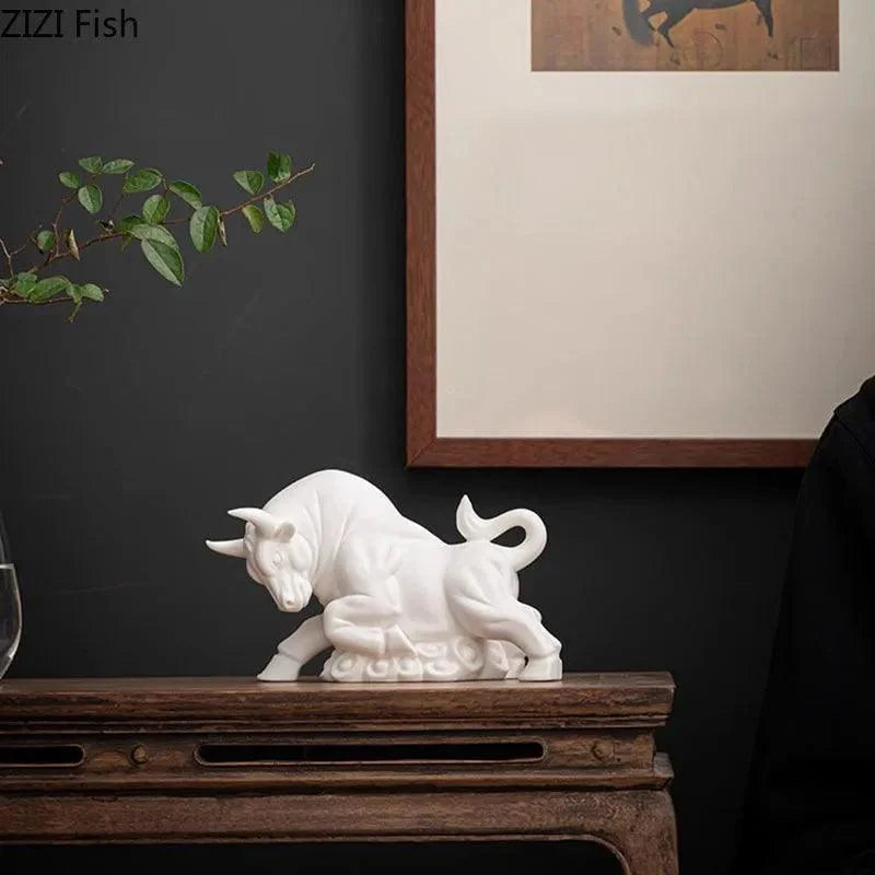 White Bull Resin Figurine – view 2