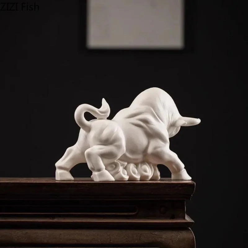 White Bull Resin Figurine – view 3
