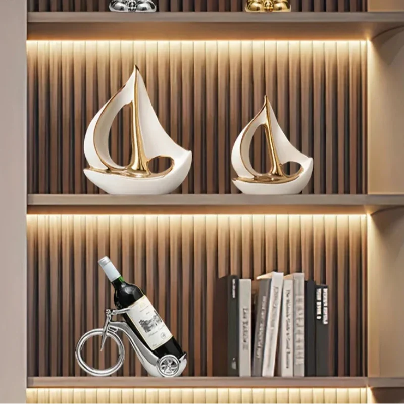 White Ceramic Sailboat Sculpture – view 2