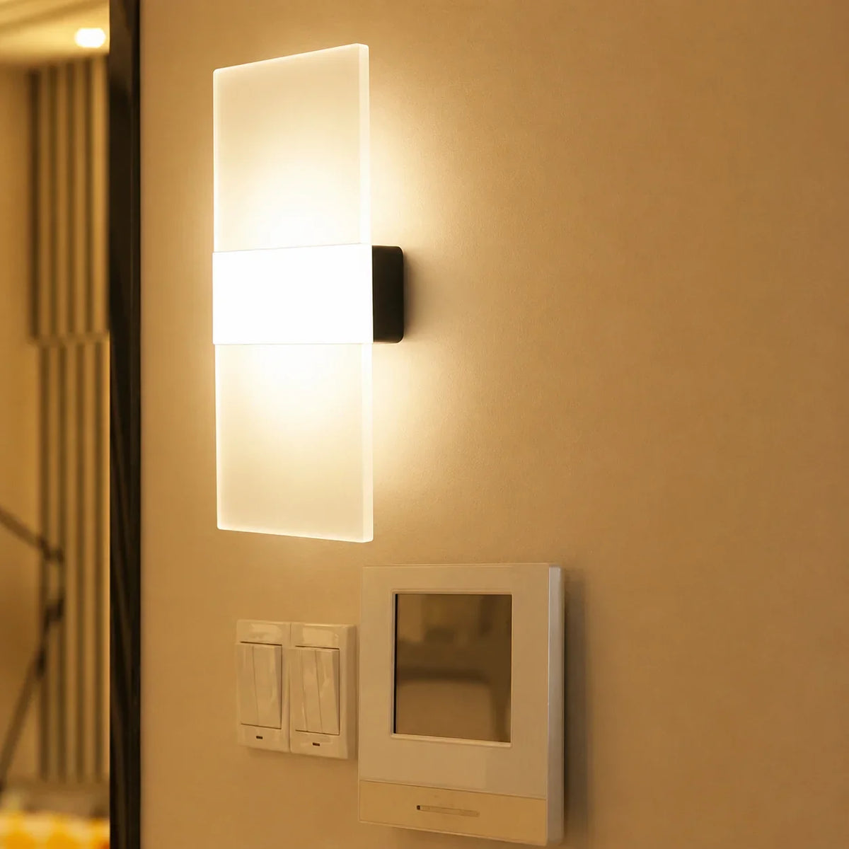 White LED Wall Light with Touch or Motion Sensor & USB