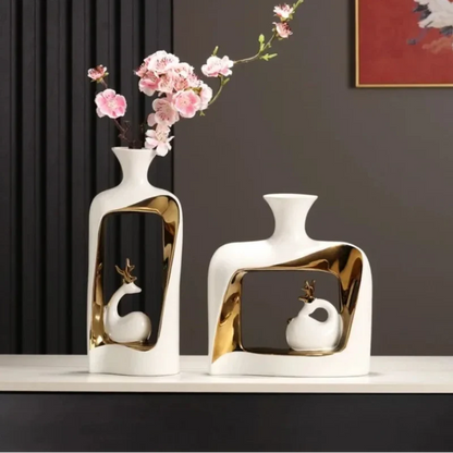 White Modern Ceramic Vase – Design A or B – view 4