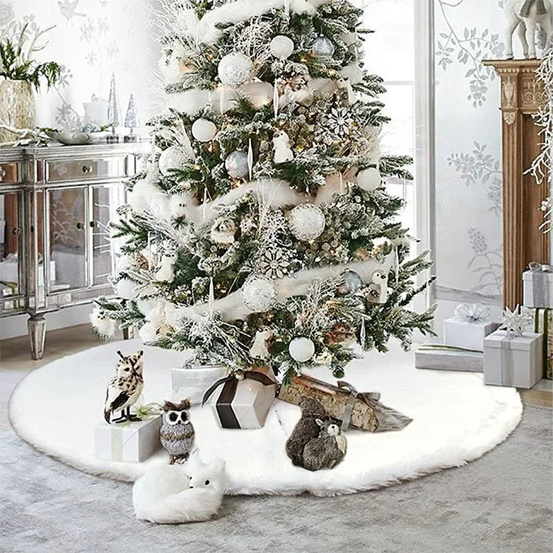 White Plush Christmas Tree Skirt – 78cm, 90cm or 122cm