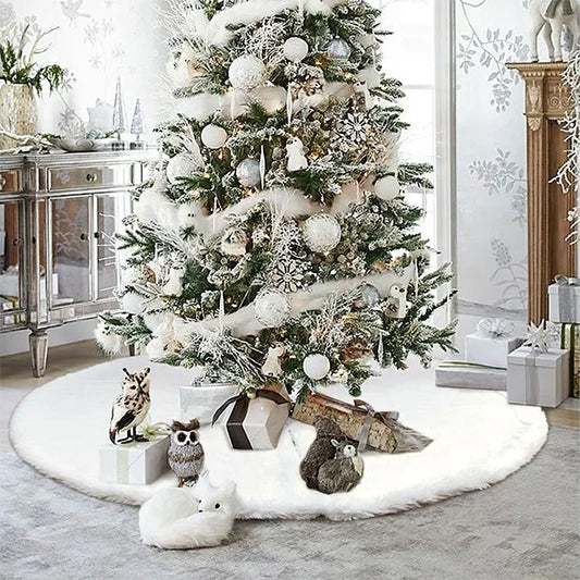 White Plush Christmas Tree Skirt – 78cm, 90cm or 122cm