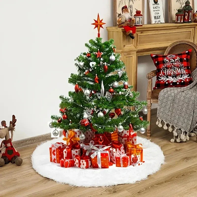 White Plush Christmas Tree Skirt – 78cm, 90cm or 122cm – view 3