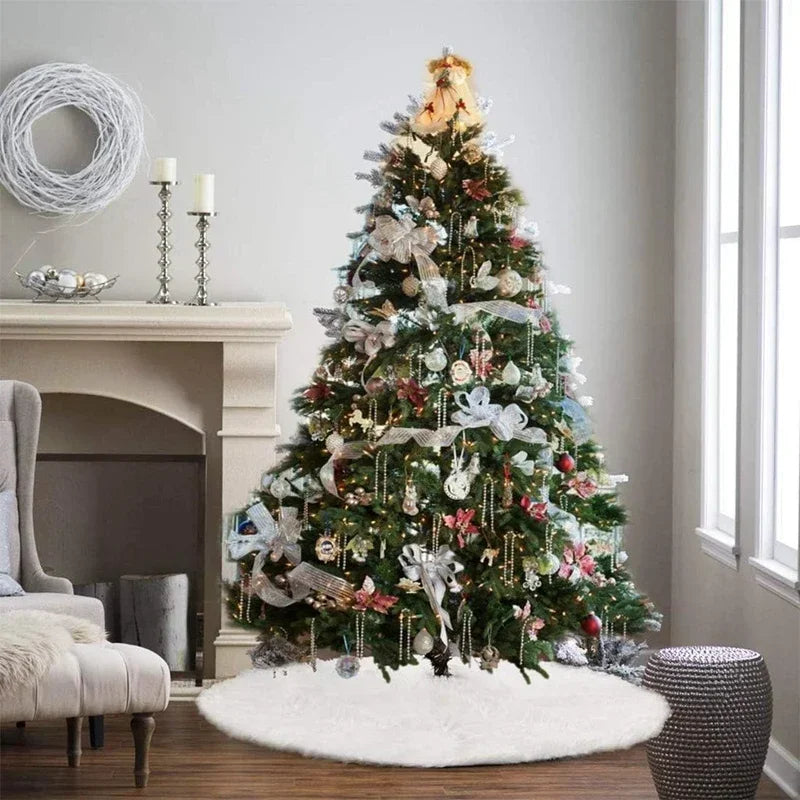 White Plush Christmas Tree Skirt – 78cm, 90cm or 122cm – view 5