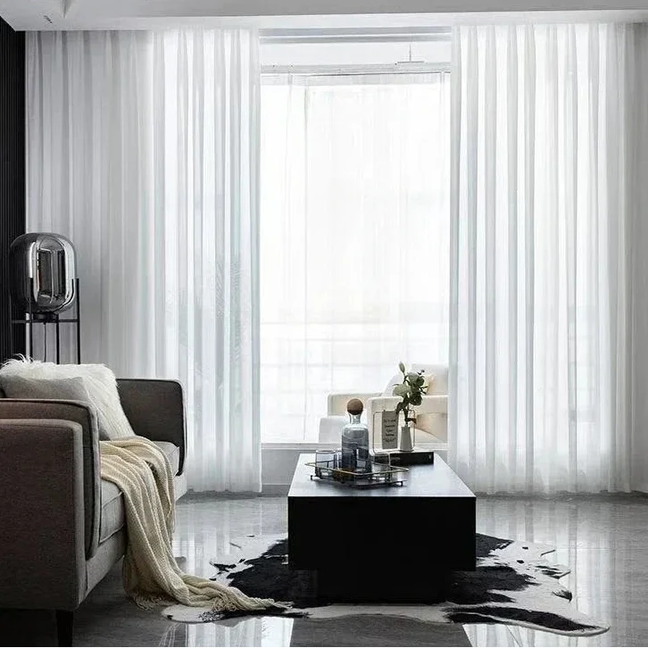 White Sheer Voile Curtain Panel with Eyelets
