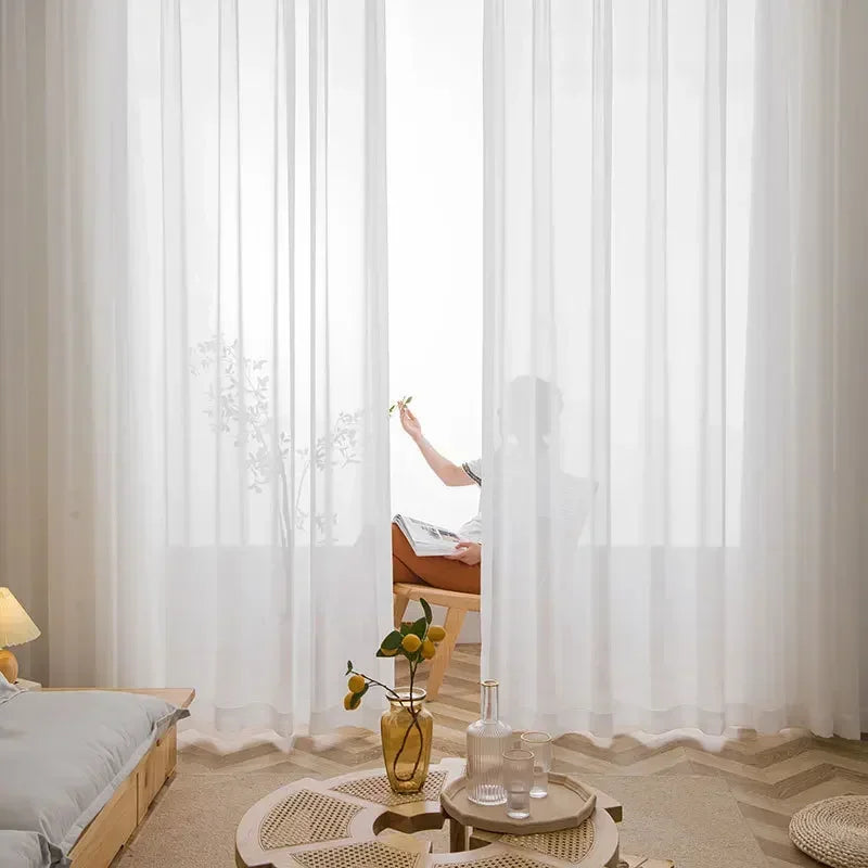 White Sheer Voile Curtain Panel with Eyelets – view 4