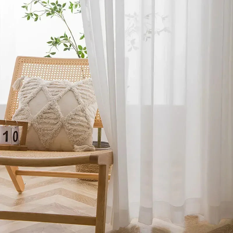 White Sheer Voile Curtain Panel with Eyelets – view 5