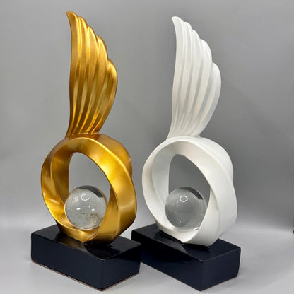 Winged Resin Sculpture with Crystal Sphere – view 5