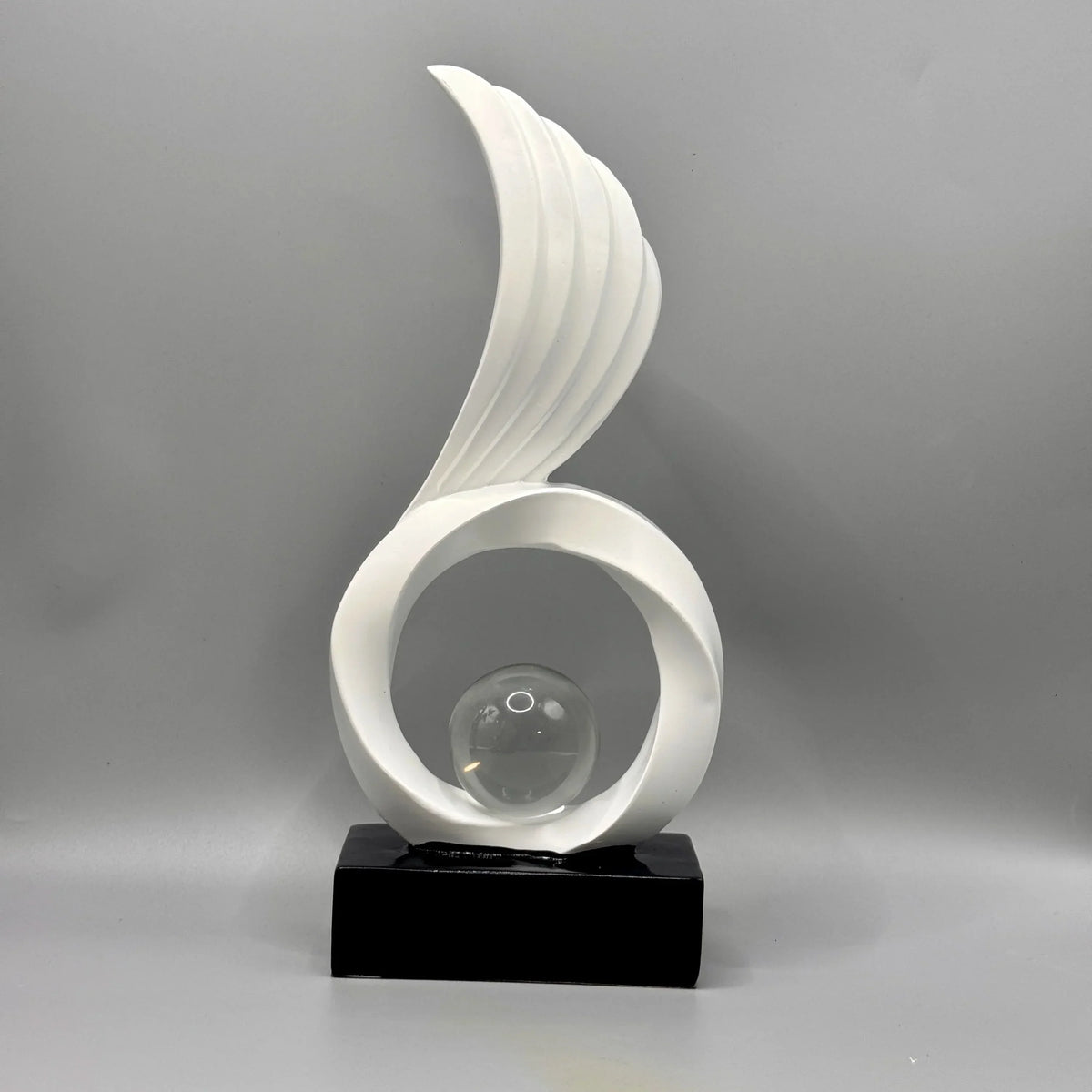 Winged Resin Sculpture with Crystal Sphere – view 6