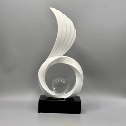 Winged Resin Sculpture with Crystal Sphere – view 6