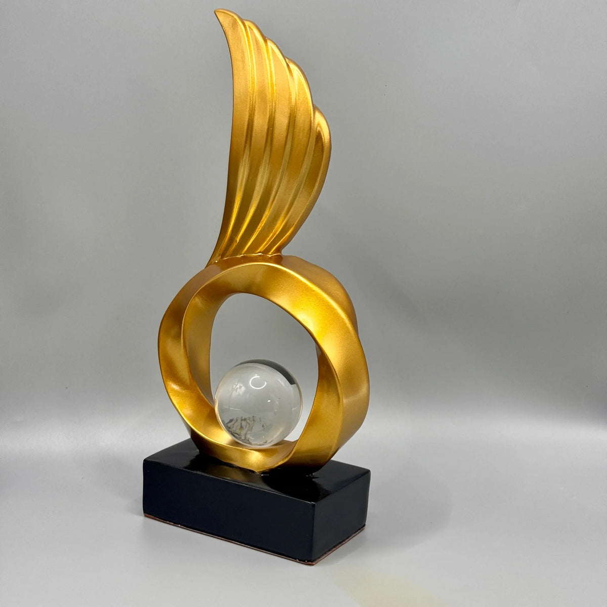 Winged Resin Sculpture with Crystal Sphere – view 7