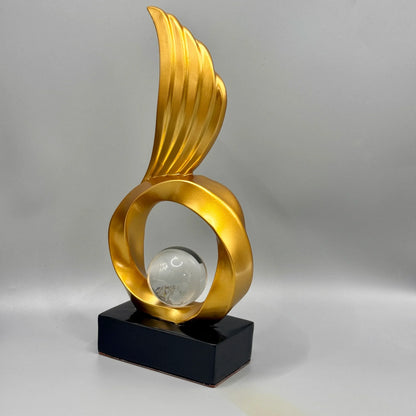 Winged Resin Sculpture with Crystal Sphere – view 7
