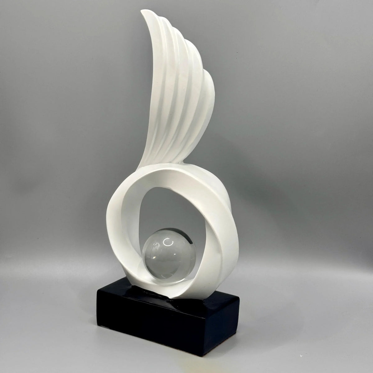 Winged Resin Sculpture with Crystal Sphere – view 8