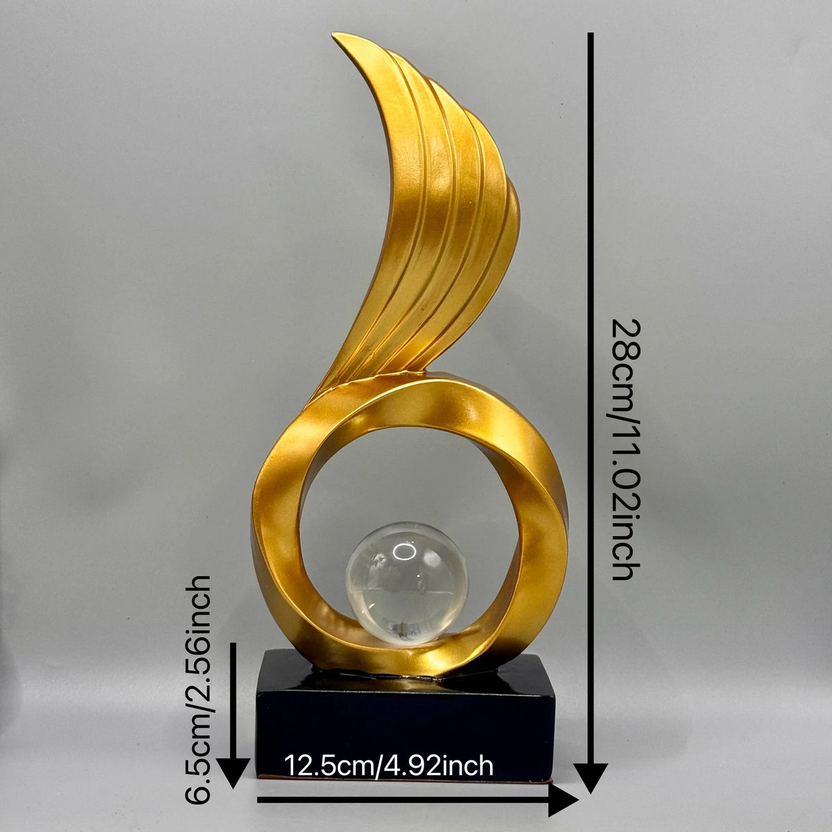 Winged Resin Sculpture with Crystal Sphere – view 9