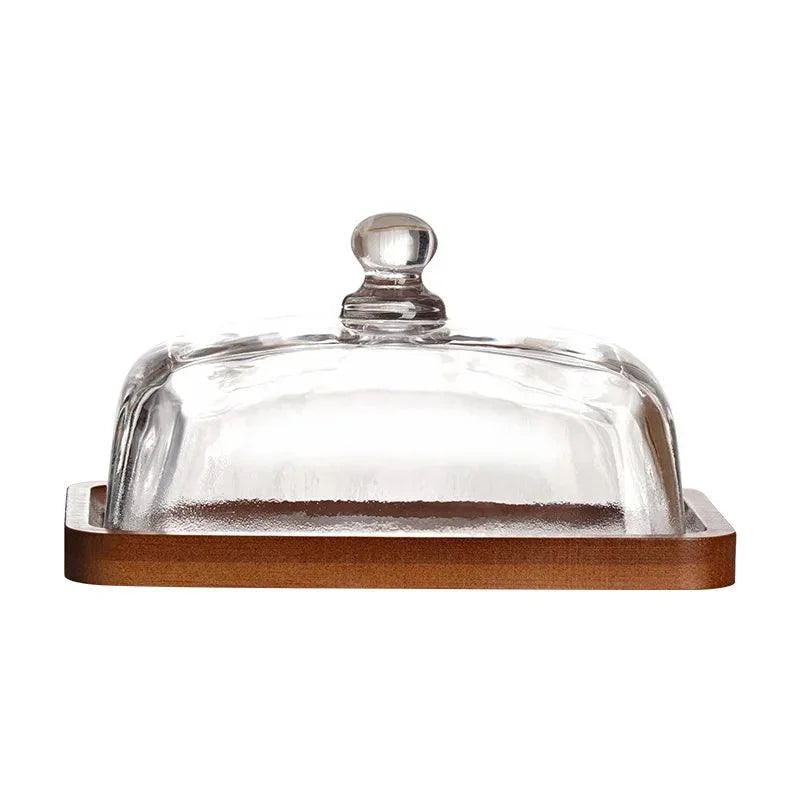 Wood Cheese Serving Board with Borosilicate Glass Dome – view 4