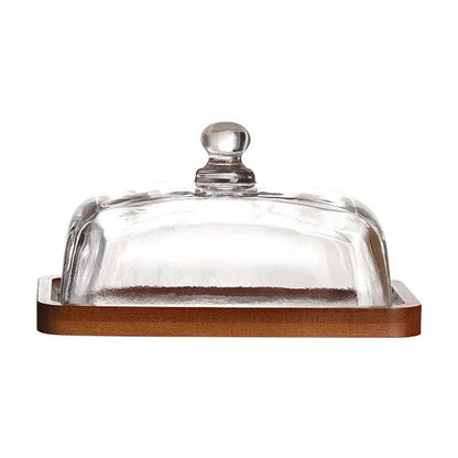 Wood Cheese Serving Board with Borosilicate Glass Dome – view 4
