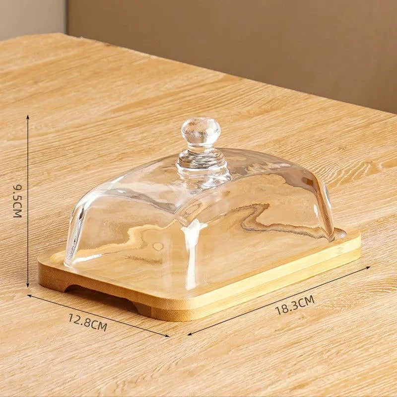 Wood Cheese Serving Board with Borosilicate Glass Dome – view 5