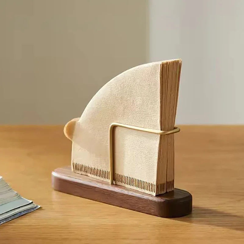 Wood Coffee Filter Holder with Stainless Steel Hook
