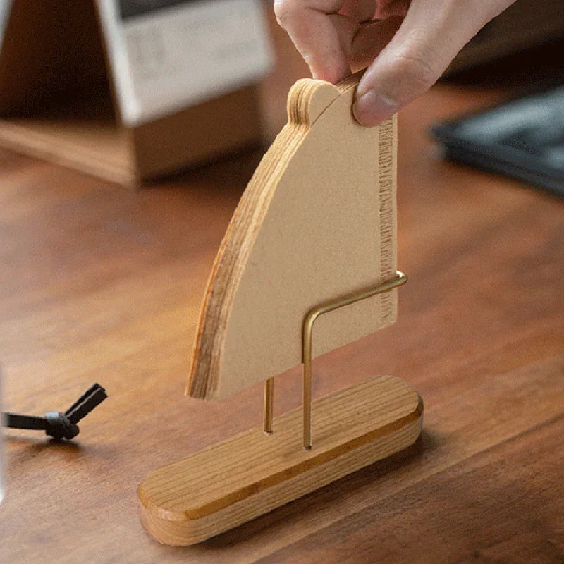 Wood Coffee Filter Holder with Stainless Steel Hook – view 2