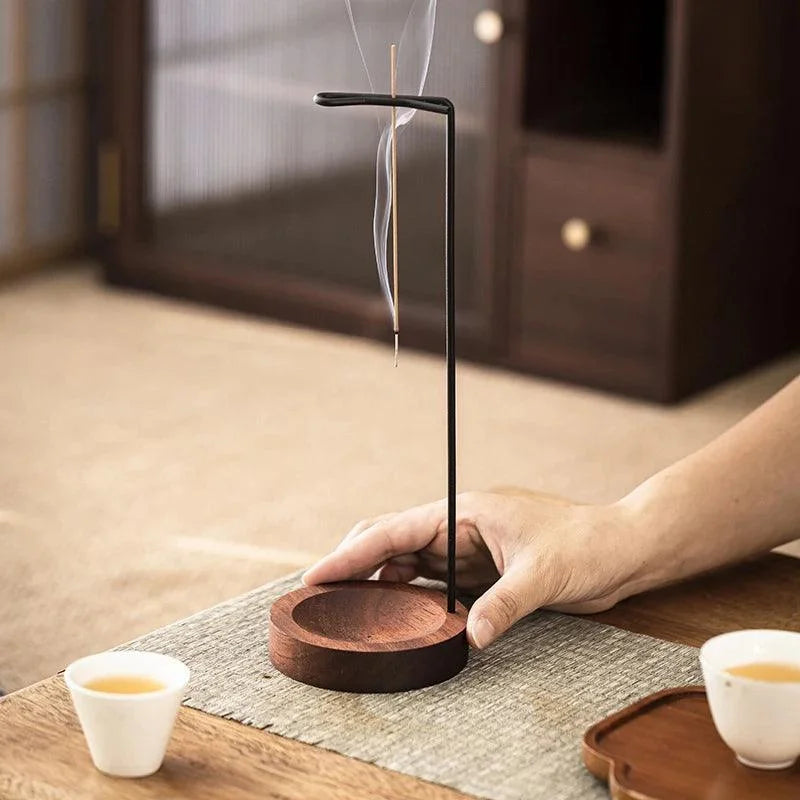 Wood & Metal Inverted Incense Holder