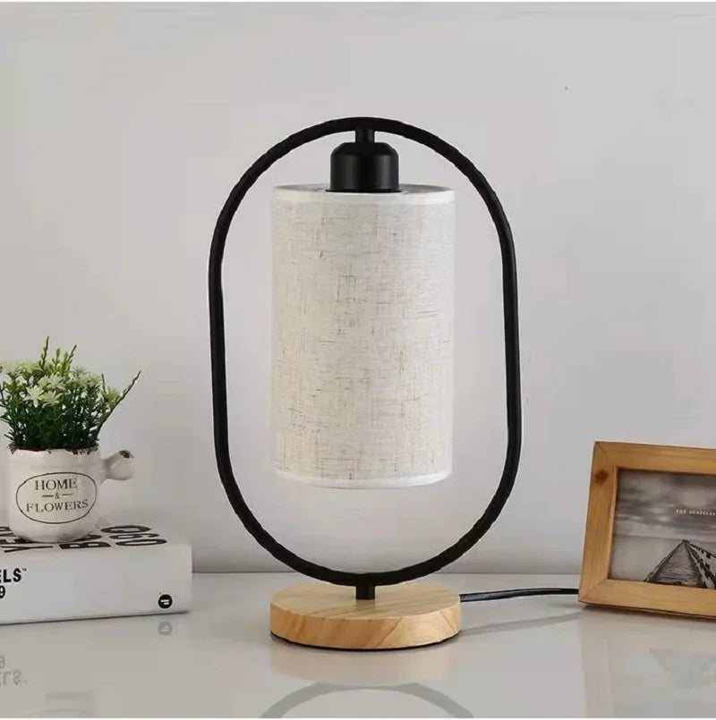 Wood Table Lamp with Fabric Shade – view 2