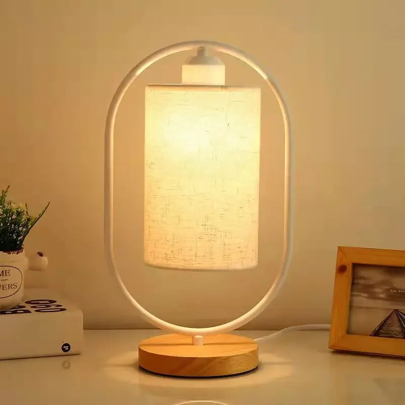 Wood Table Lamp with Fabric Shade – view 5
