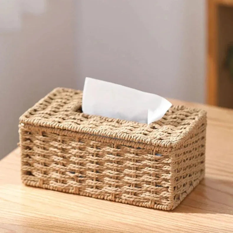 Woven Rattan-Effect Tissue Box Cover with Metal Frame – view 8