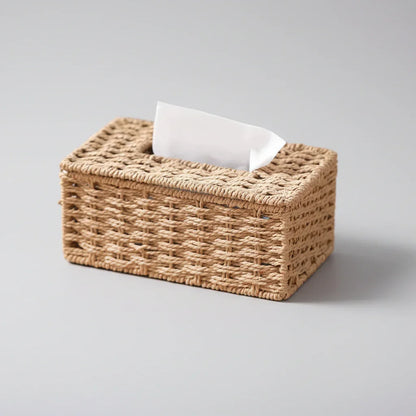 Woven Rattan-Effect Tissue Box Cover with Metal Frame – view 11