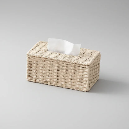Woven Rattan-Effect Tissue Box Cover with Metal Frame – view 12