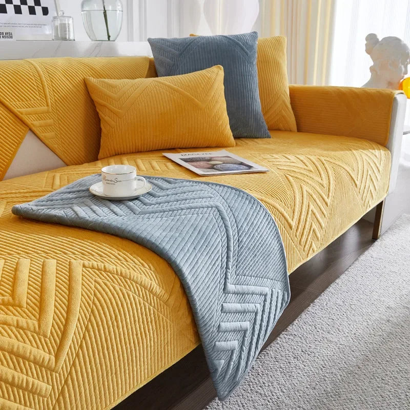 Yellow 500gsm Padded Non-Slip Sofa Protector