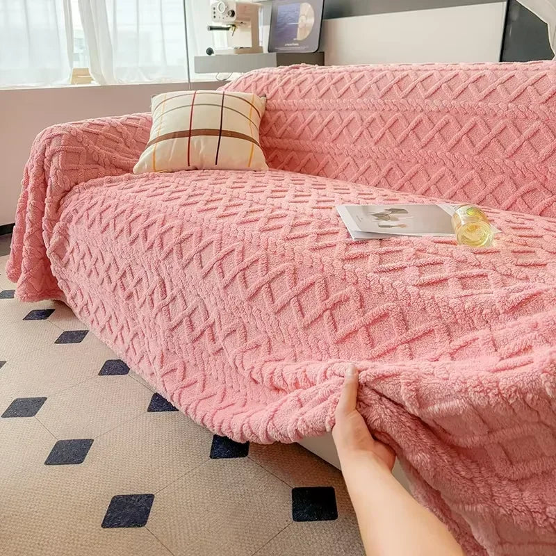 Yellow Coral Fleece Sofa Throw – view 6