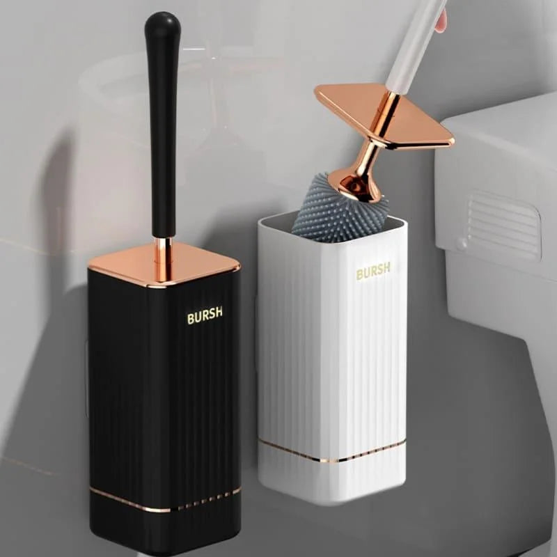 Toilet Brush Set – Flexible Silicone, Ventilated Holder