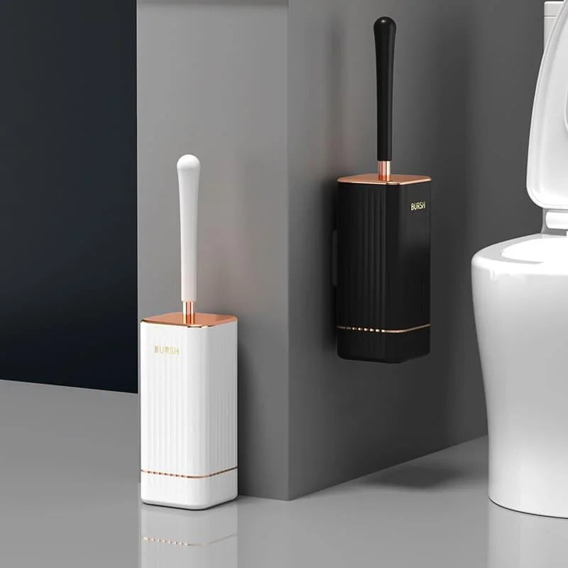 Toilet Brush Set – Flexible Silicone, Ventilated Holder