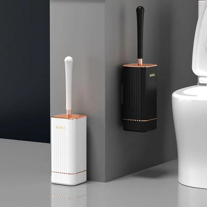 Toilet Brush Set – Flexible Silicone, Ventilated Holder